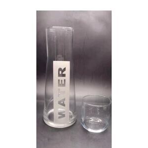 Mid Century Modern Torre & Tagus Etched Tumble - Up Water Carafe With Glass
